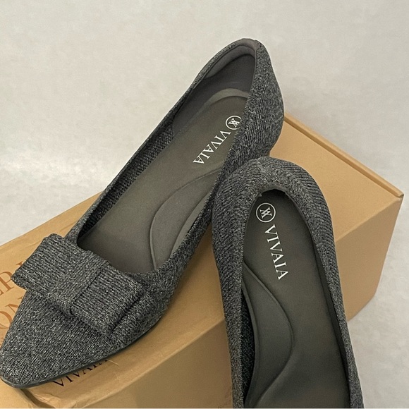 Vivaia gray pointed toe, bow, chunky heel - Picture 7 of 7